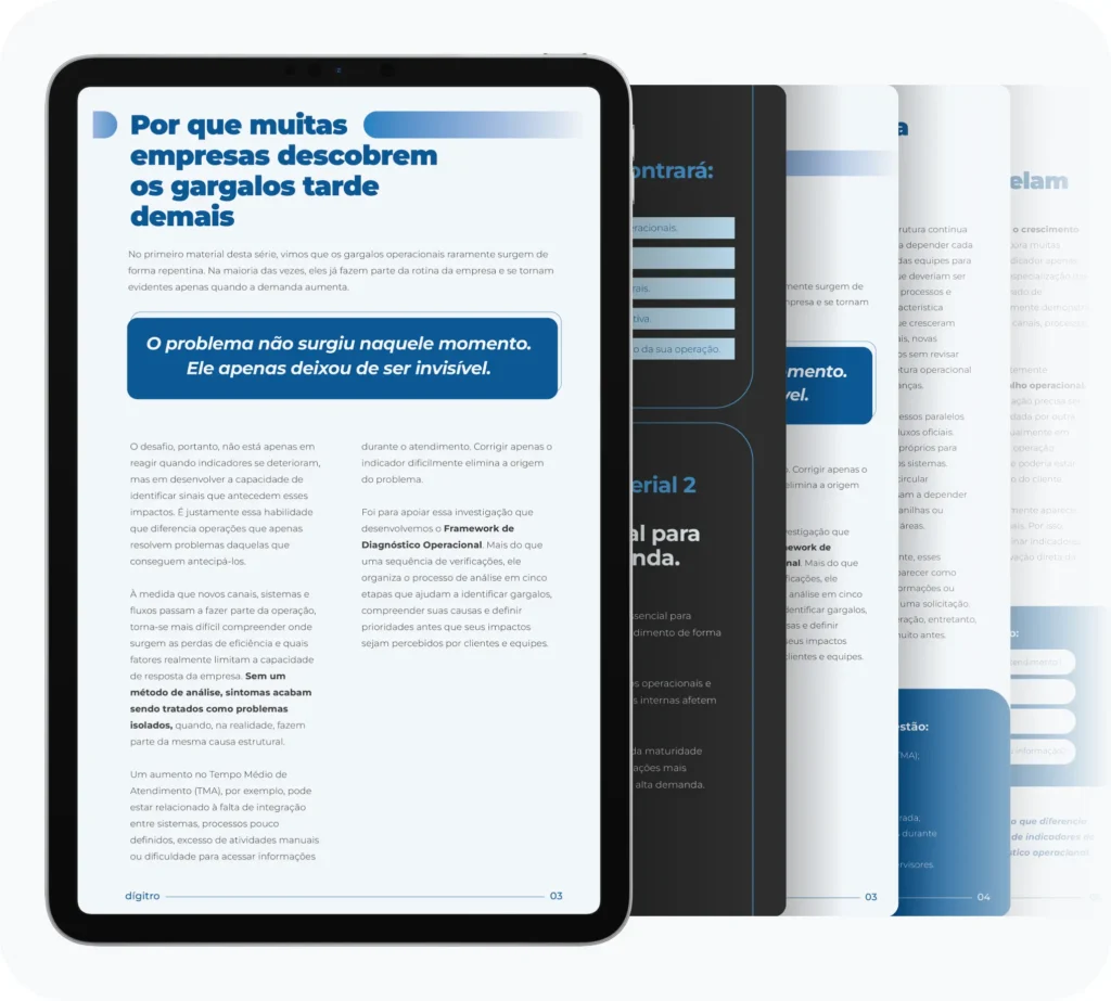 mockup ebook Como diagnosticar gargalos operacionais antes que eles impactem o cliente