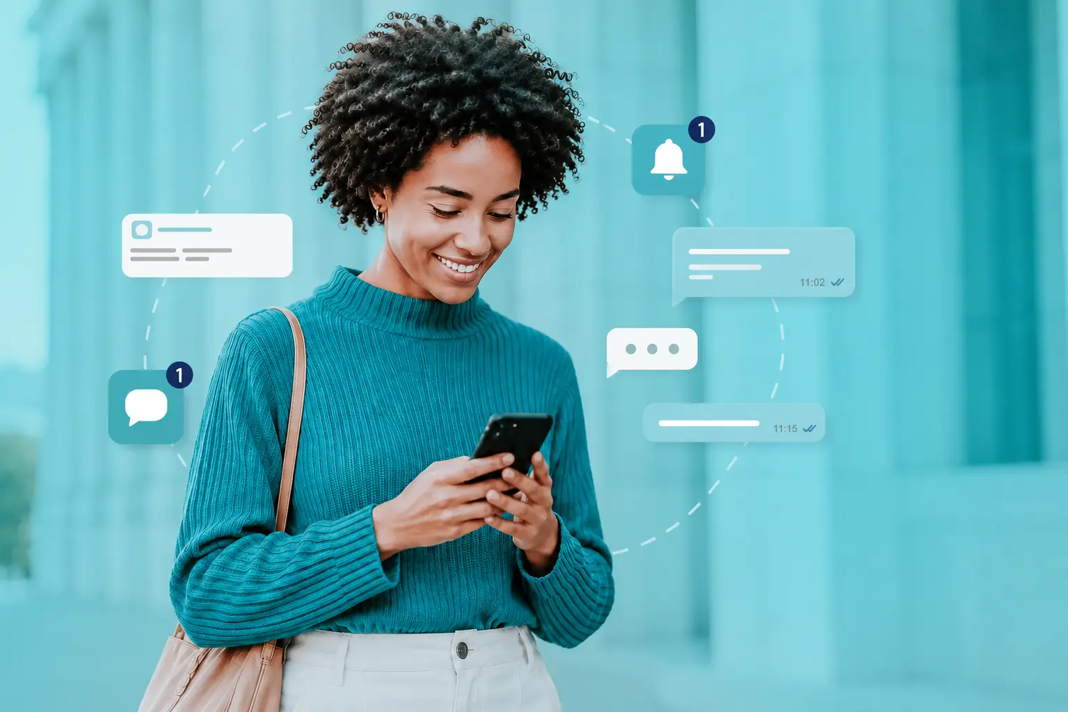 Cliente utilizando RCS para receber mensagens interativas no celular