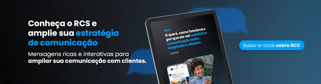Banner da Dígitro para download gratuito do e-book sobre RCS, com informações sobre mensagens interativas e comunicação com clientes.