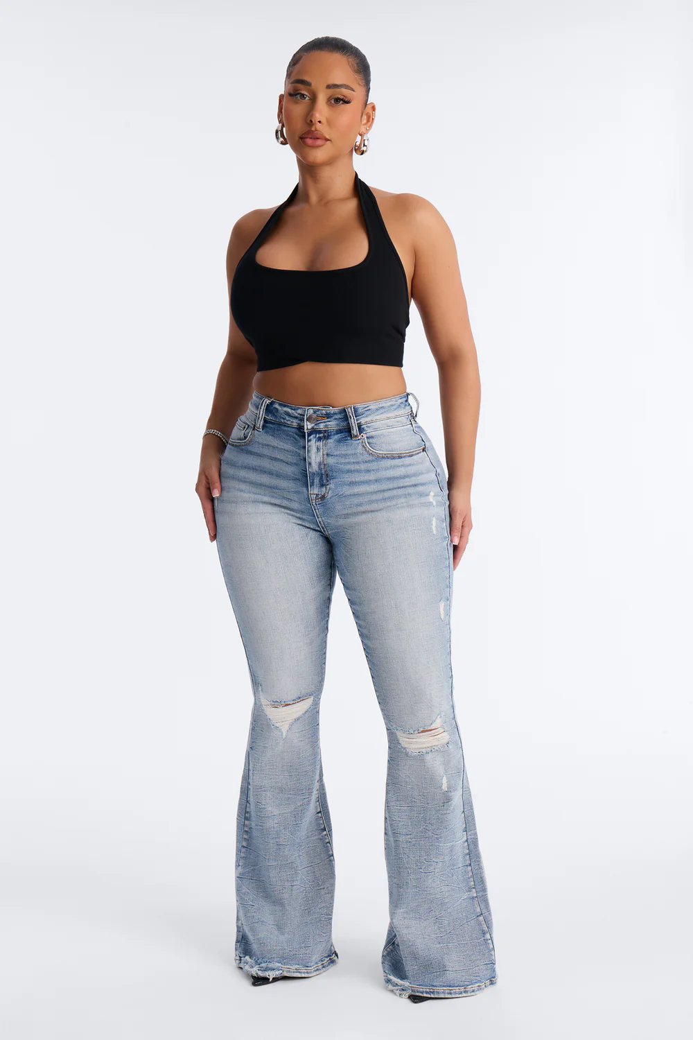 Premium Yırtık Paçalı Kot Pantolon - Açık Renk Yıkama