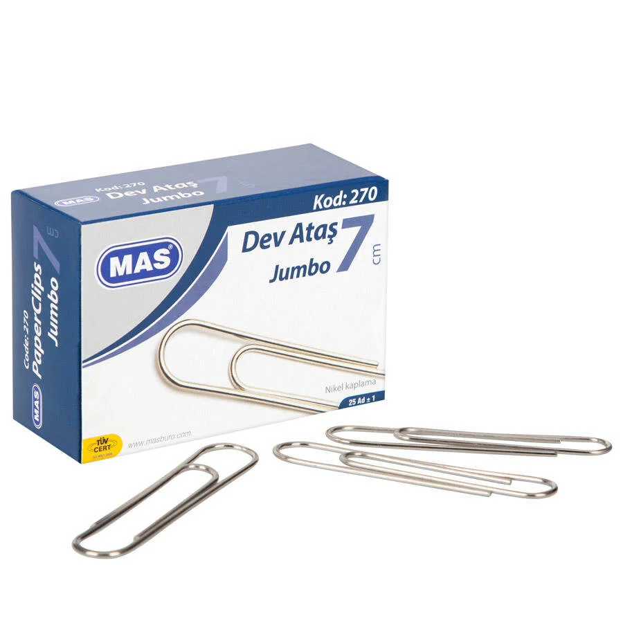 Dev Ataş Jumbo 70 mm – Nikel Kaplı Büyük Ataş (25’li Paket)