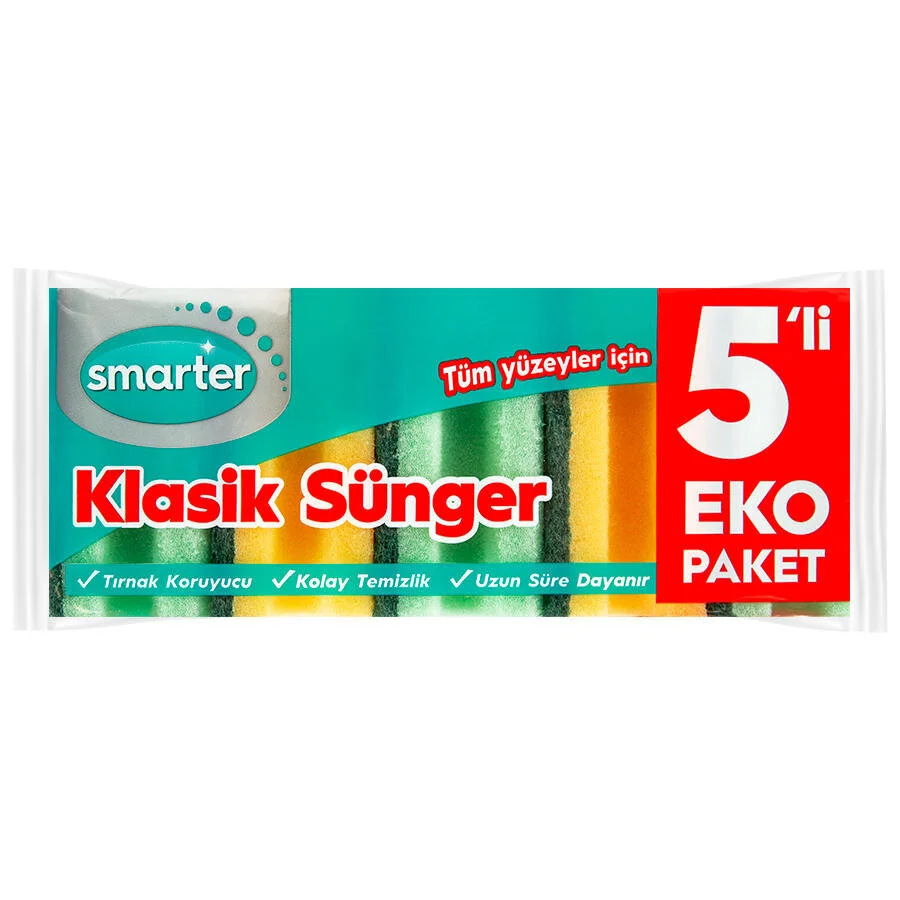 Oluklu Bulaşık Süngeri 5’li Paket – Dayanıklı Temizlik Süngeri