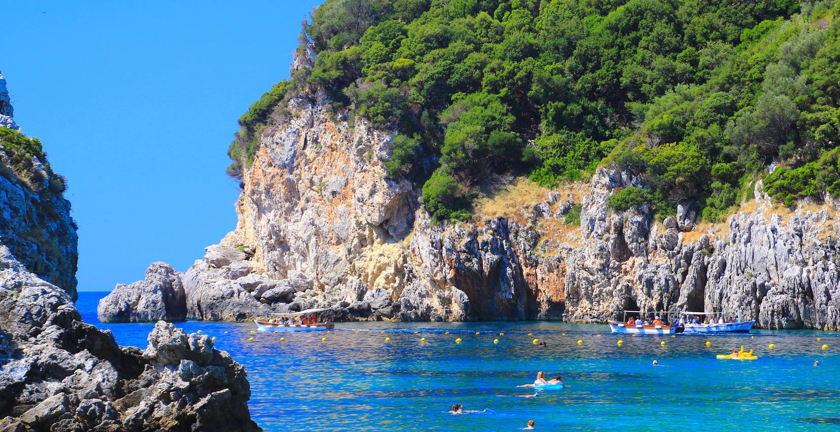 Beach with golden sand in Corfu