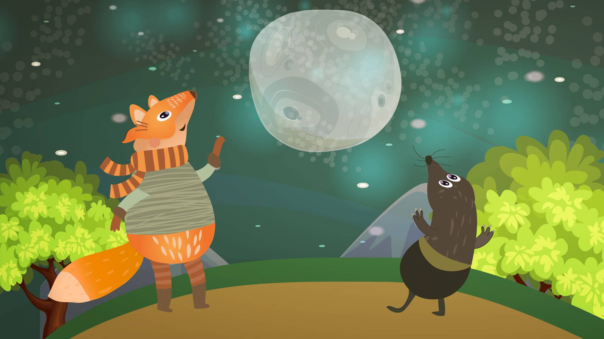 Fox And Mole Reach For The Moon