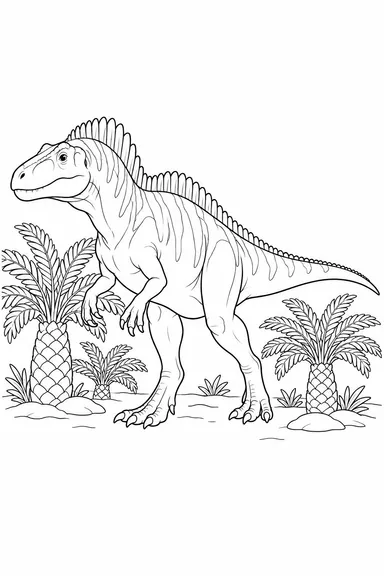 Acrocanthosaurus dinosaur coloring page: high-spined hunter