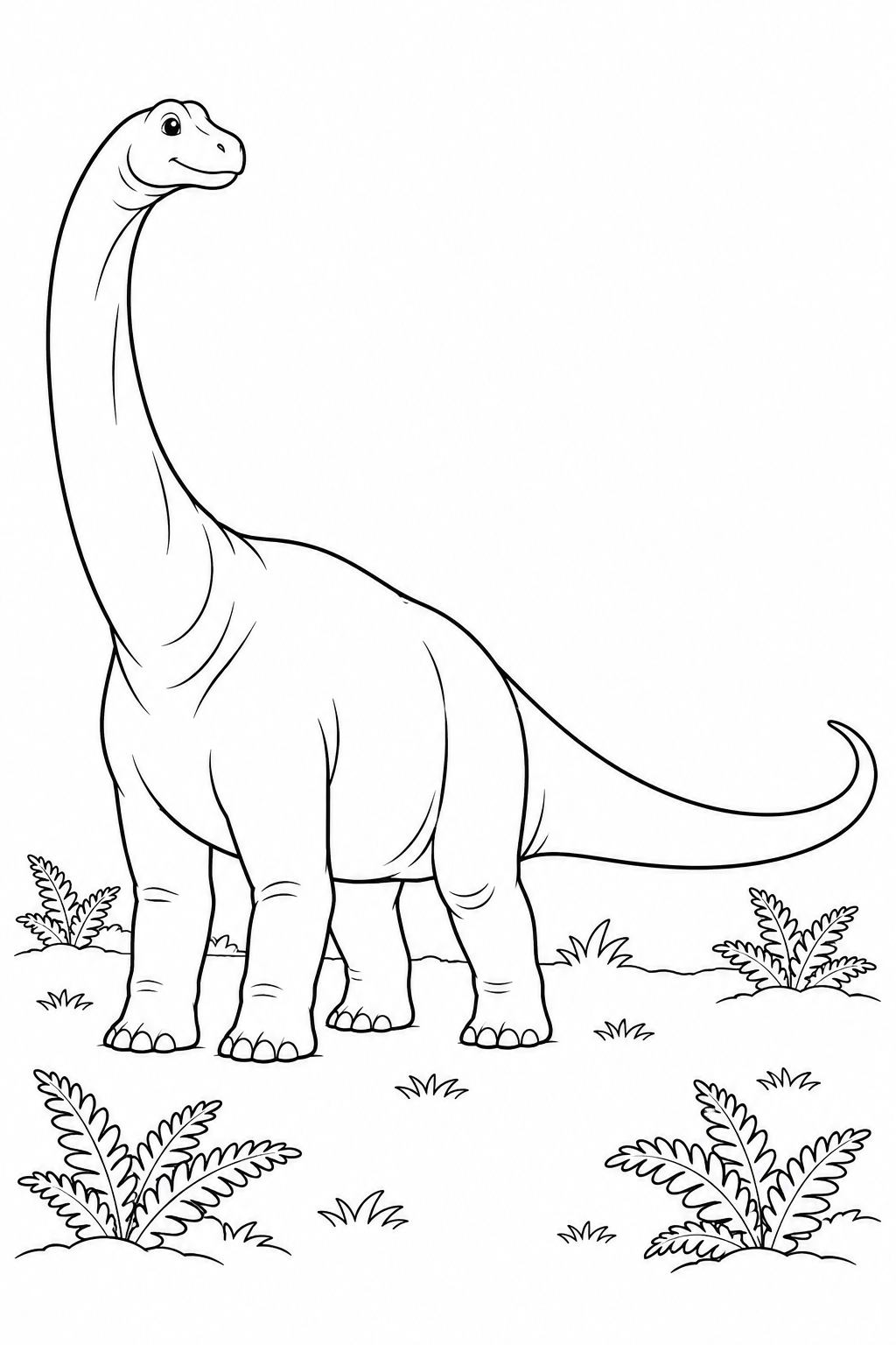 Apatosaurus dinosaur coloring page: fern meadow