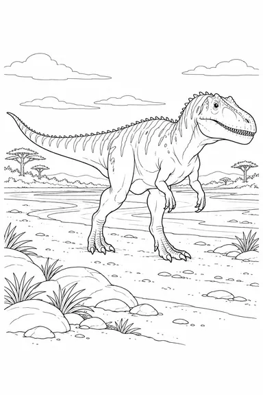 Carcharodontosaurus dinosaur coloring page: desert-edge giant