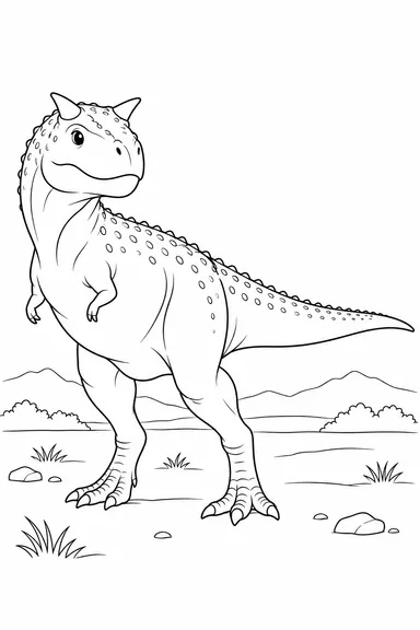 Carnotaurus dinosaur coloring page: horned silhouette