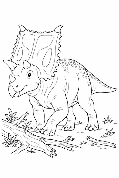 Chasmosaurus dinosaur coloring page: broad frill adventure