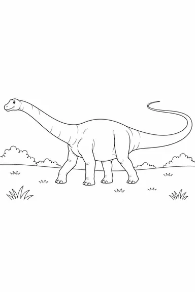 Diplodocus dinosaur coloring page: across the clearing