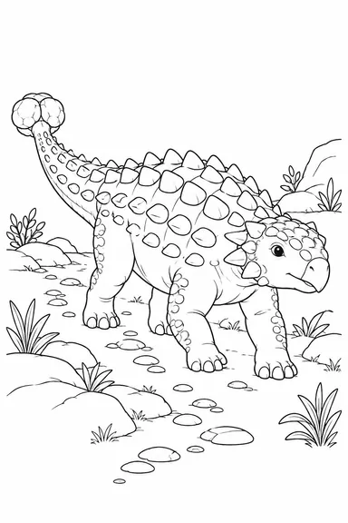 Euoplocephalus dinosaur coloring page: pebble path