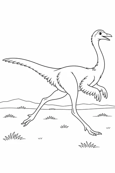 Gallimimus dinosaur coloring page: open plain runner
