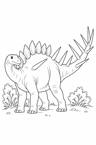 Kentrosaurus dinosaur coloring page: spikes and plates