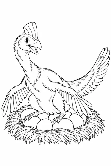 Oviraptor dinosaur coloring page: nest guardian