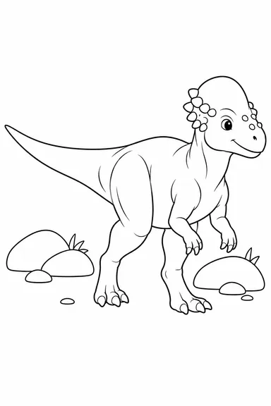 Pachycephalosaurus dinosaur coloring page: dome-headed traveler
