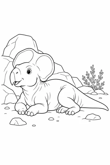 Protoceratops dinosaur coloring page: desert rest