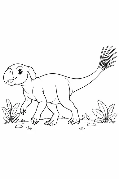 Psittacosaurus dinosaur coloring page: small dinosaur big day