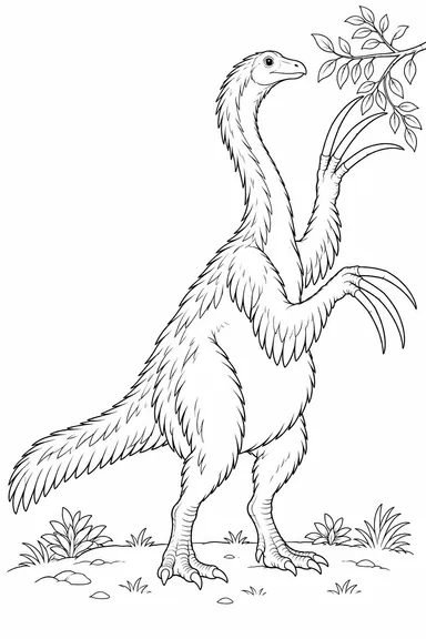 Therizinosaurus dinosaur coloring page: leafy reach