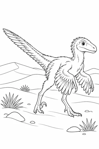 Velociraptor dinosaur coloring page: dune wanderer