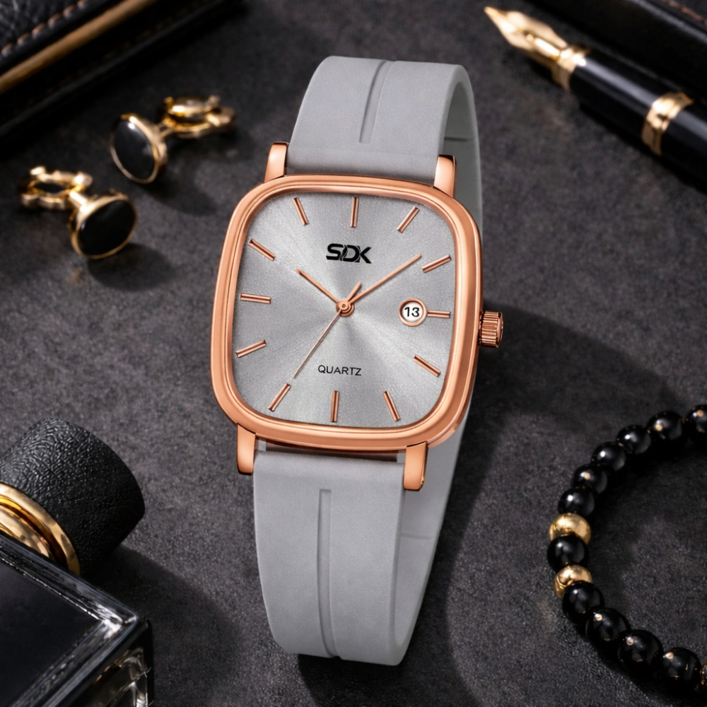 Rose Gold Curve Series Watch-Grey
