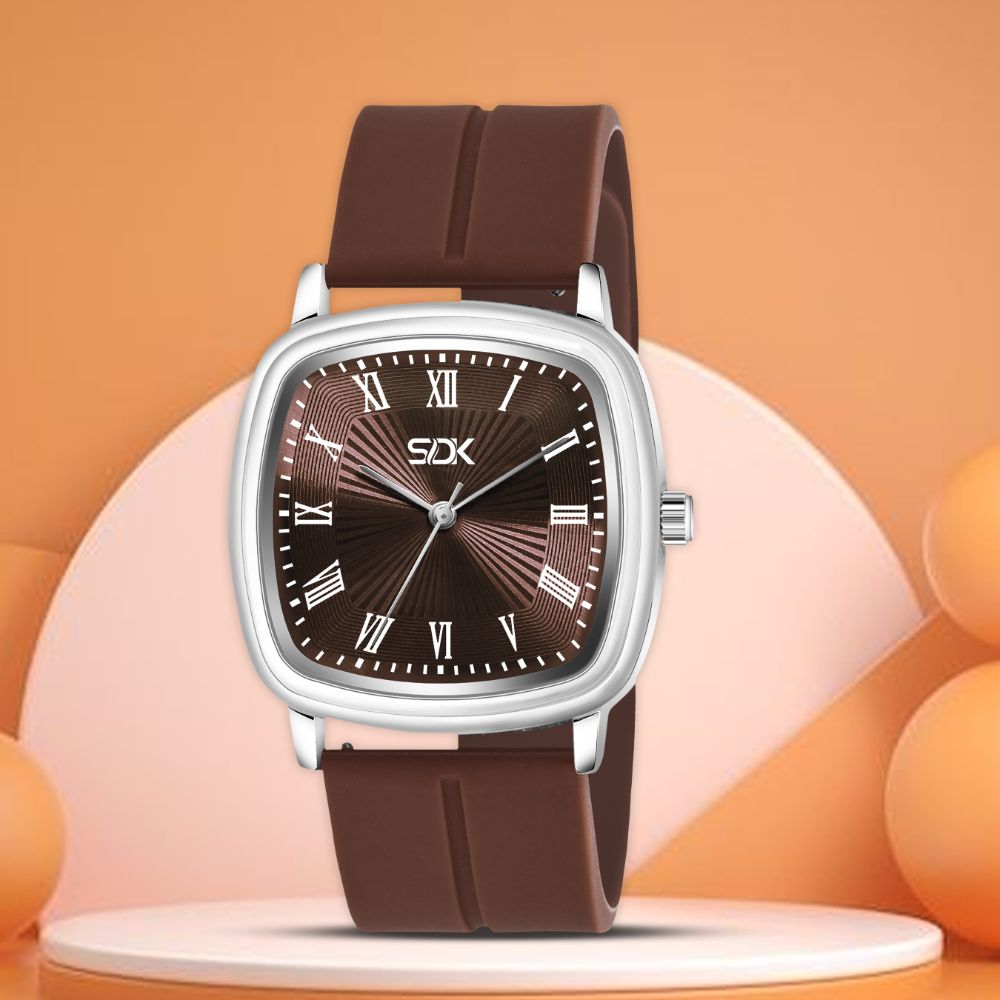 Classic Roman Square Watch-Brown