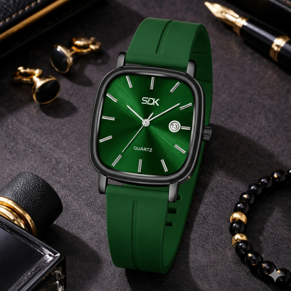 Black Curve Series Watch-Green