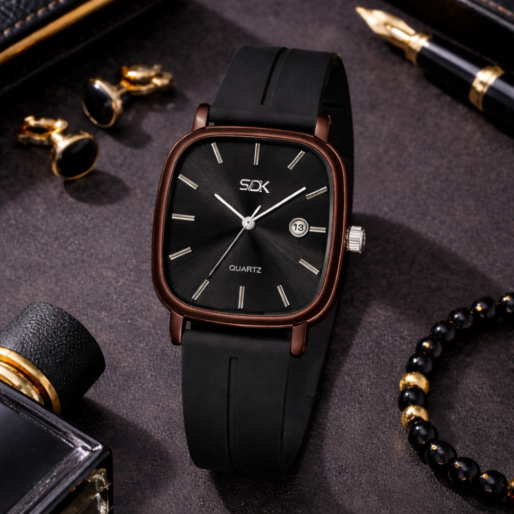 Urban Curve Silicone Watch-Black