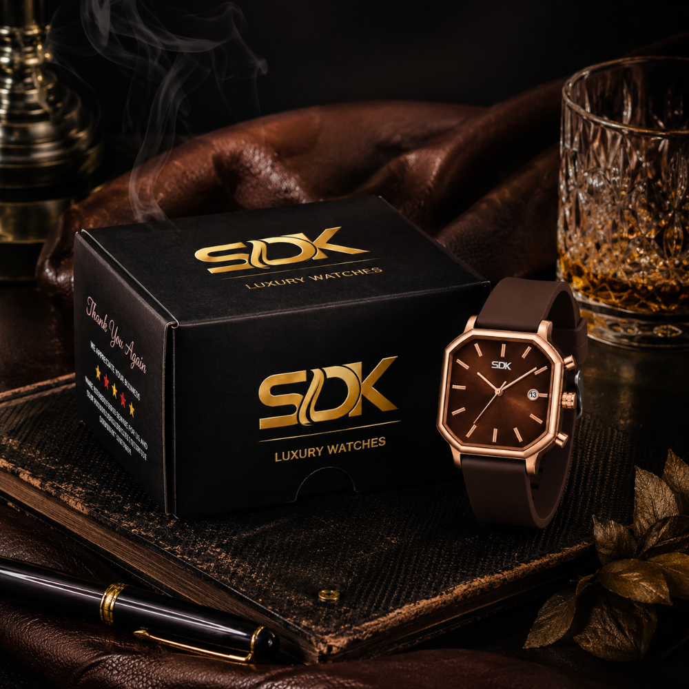 Rose Gold Classic Watch-Brown