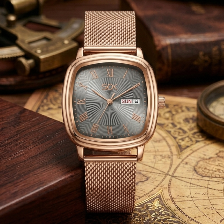Royal Rose Mesh Premium Watch-Grey