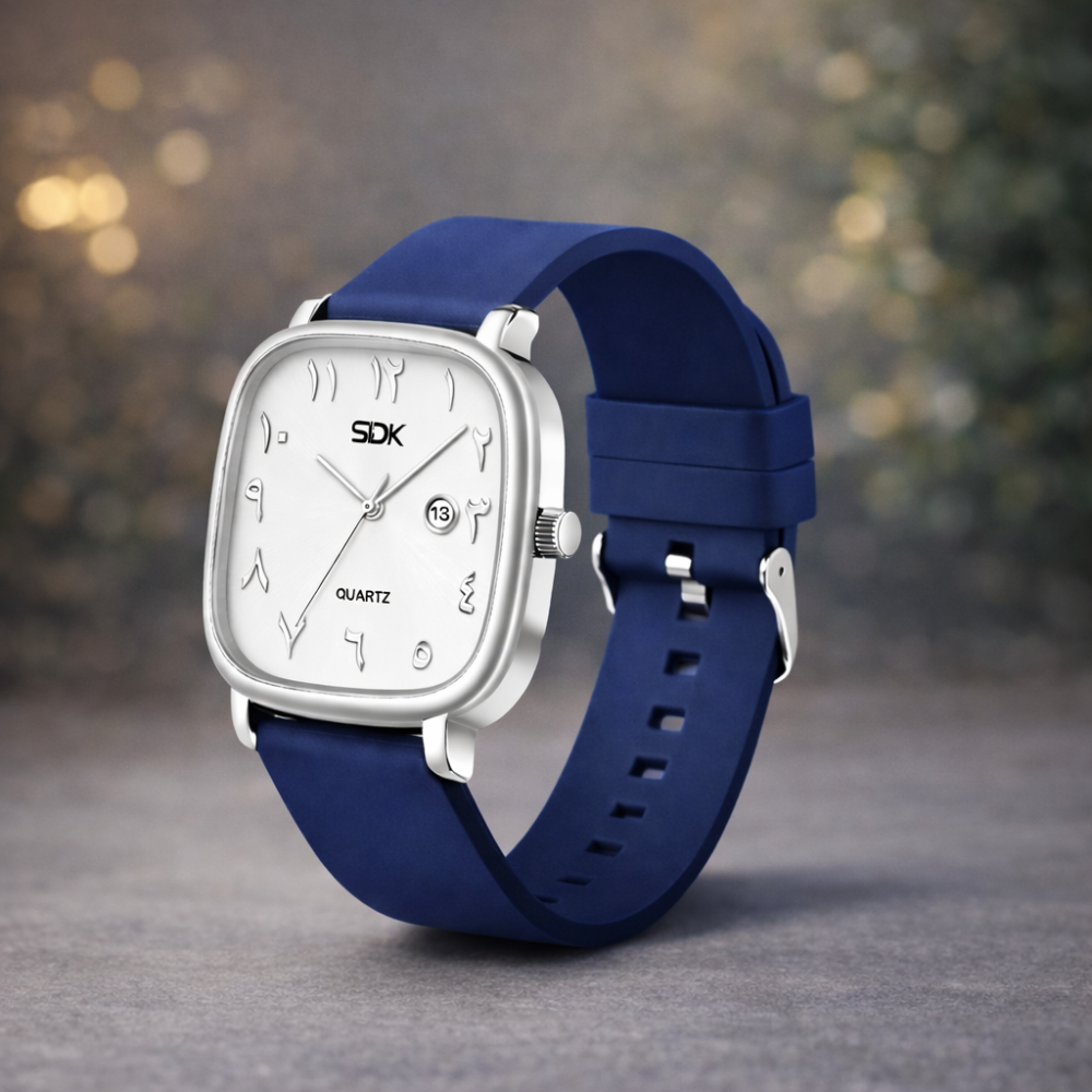 Silver Arabic Premium Quartz Watch-Blue
