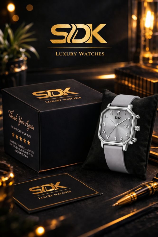 Silver Noir Arabic Edition Watch-Grey