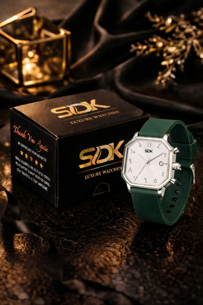 Silver Arabic Classic Watch-Green