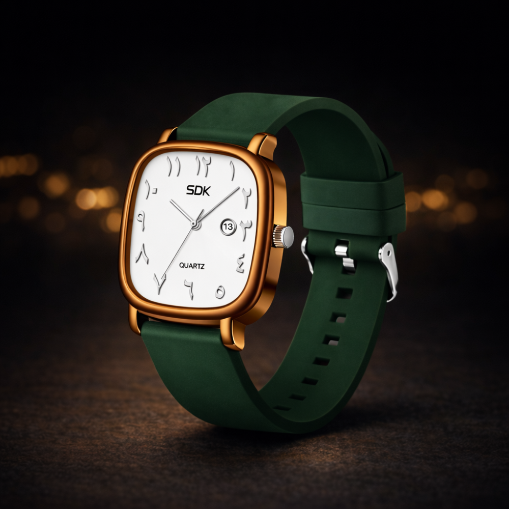 Brown Arabic Dial Quartz Watch-Green