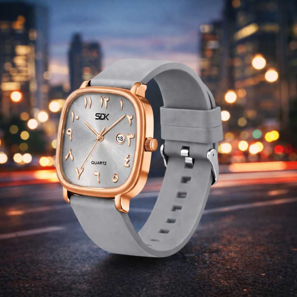 Rose Gold Arabic Premium Quartz Watch-Grey