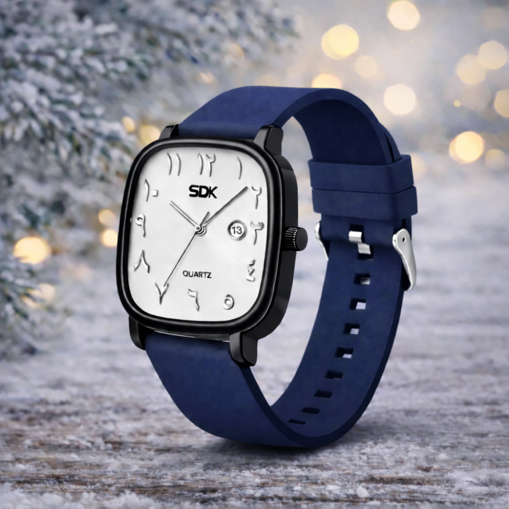 Black Arabic Dial Quartz Watch-Blue