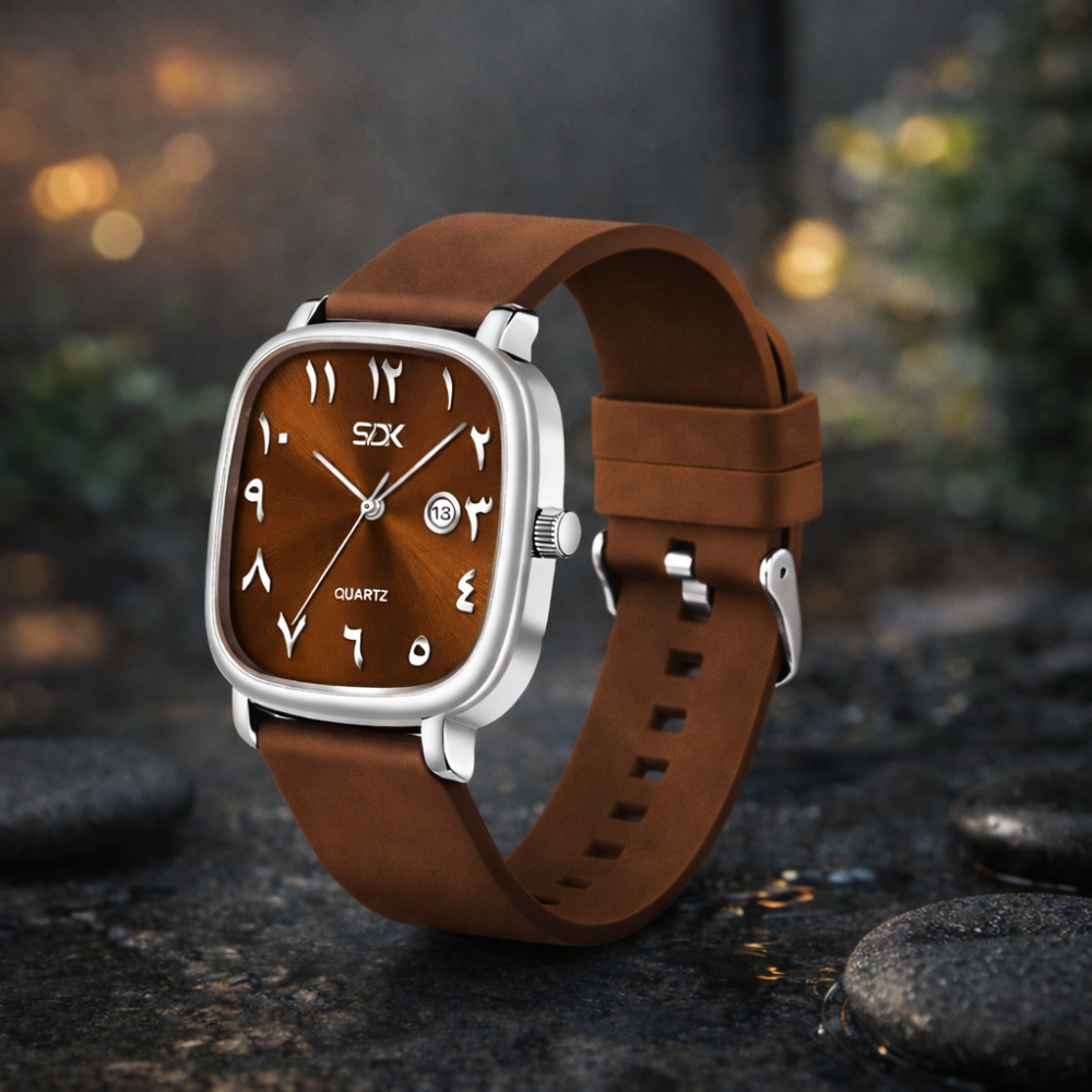 Silver Aura Quartz Watch-Brown