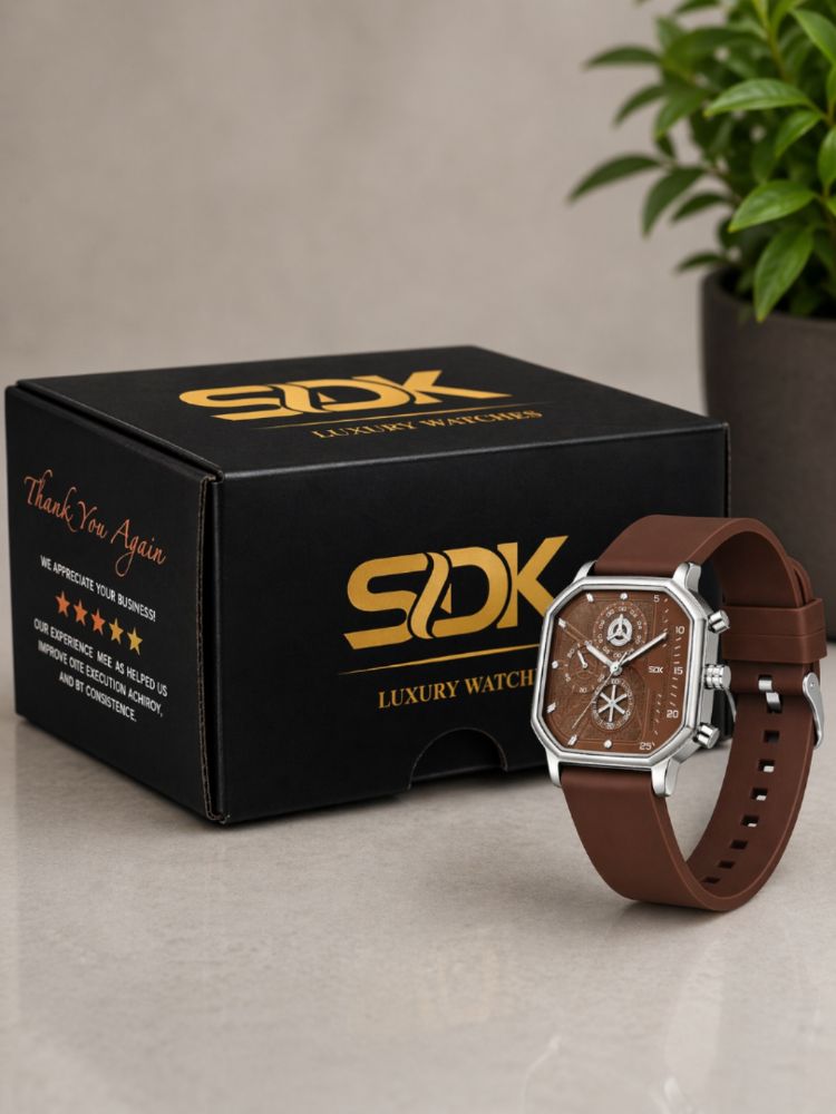 Urban Chrono Square Watch-Brown
