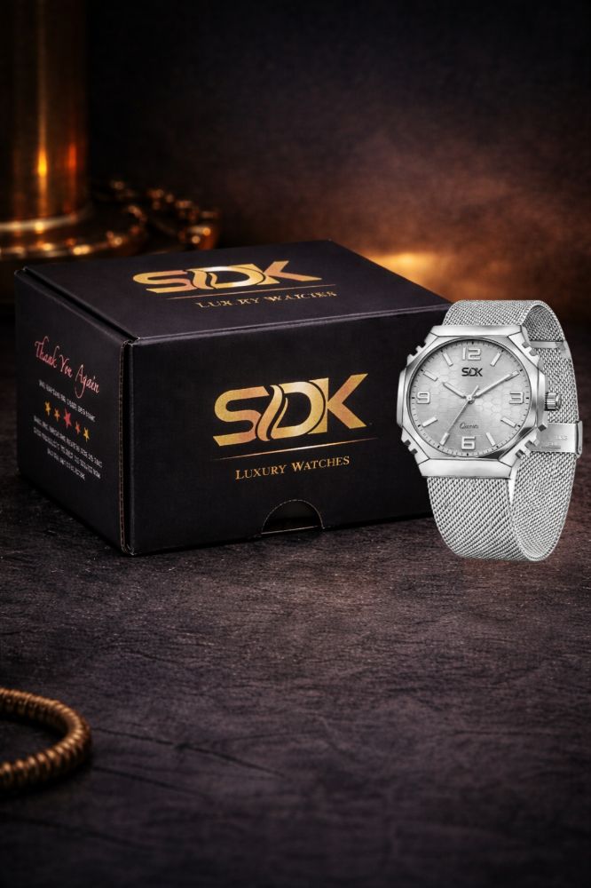 Silver Hexa Mesh Watch-Silver