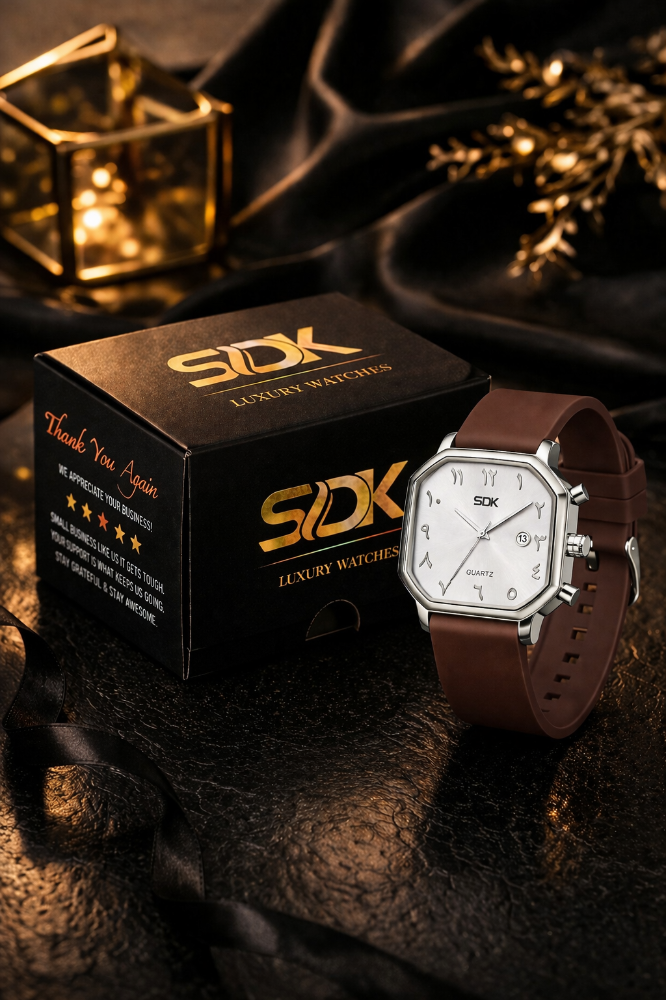 Silver Arabic Classic Watch-Brown