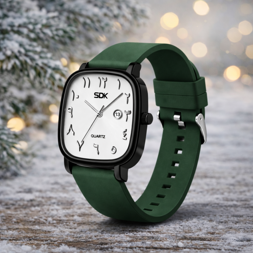 Black Arabic Dial Quartz Watch-Green