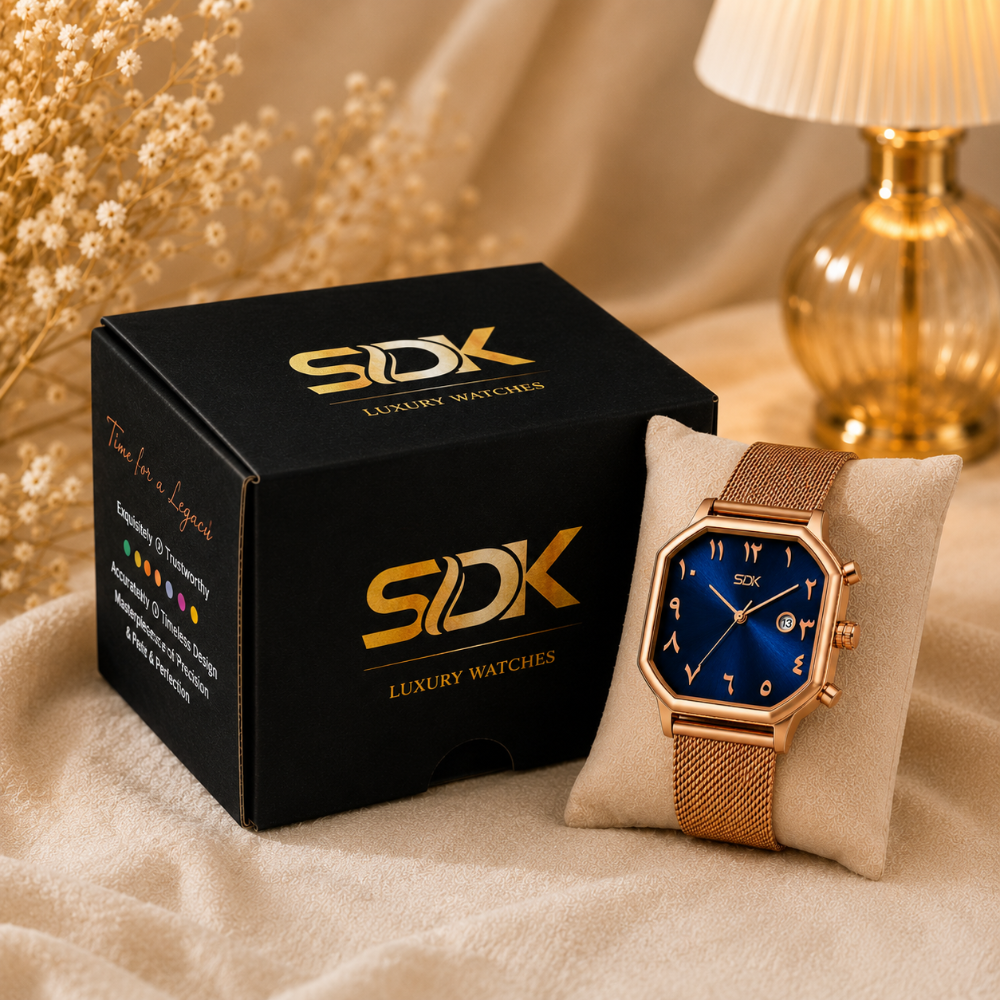 Rose Gold Emerald Premium Watch-Blue