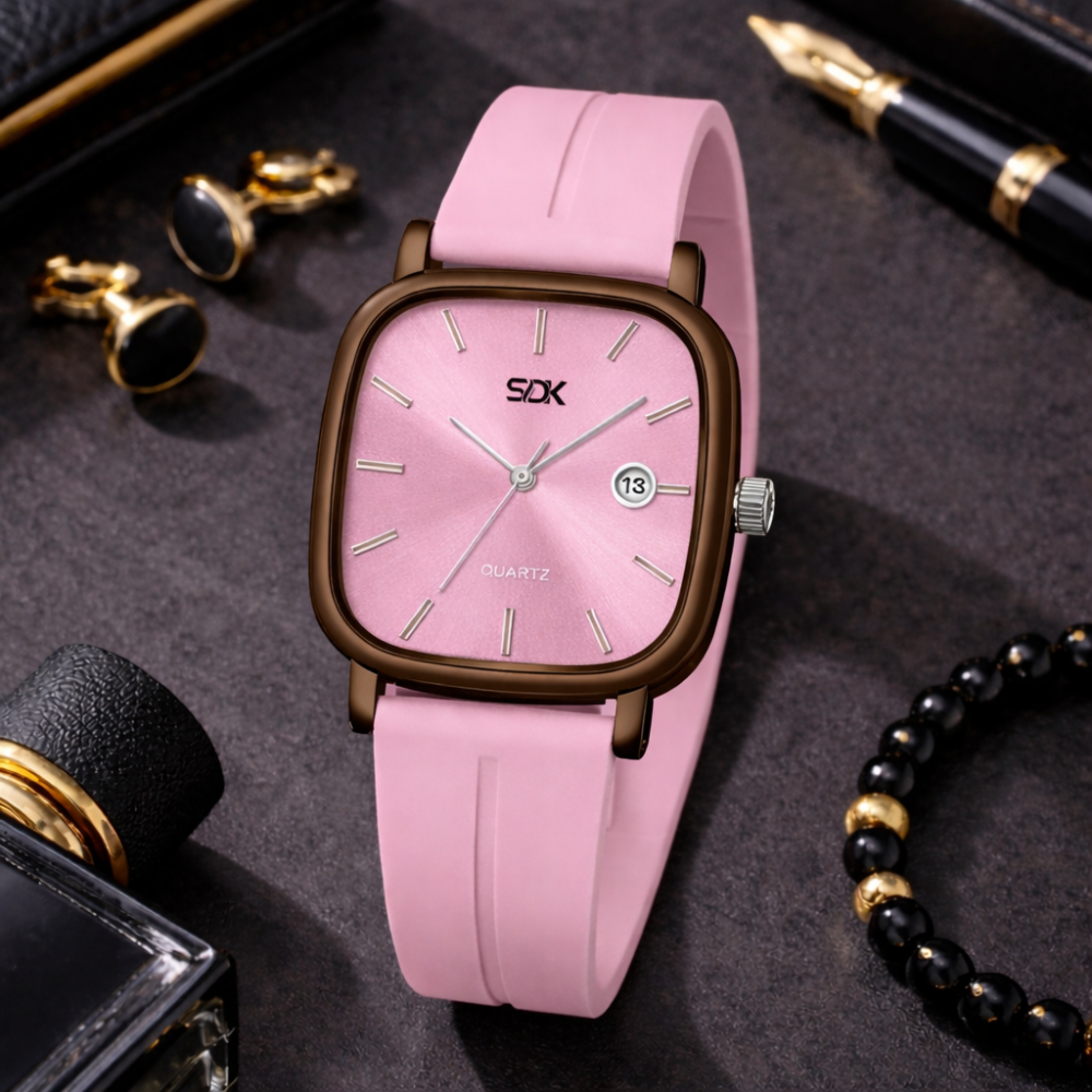Urban Curve Silicone Watch-Pink