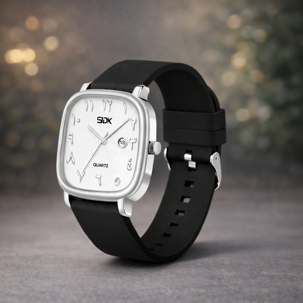Silver Arabic Premium Quartz Watch-Black