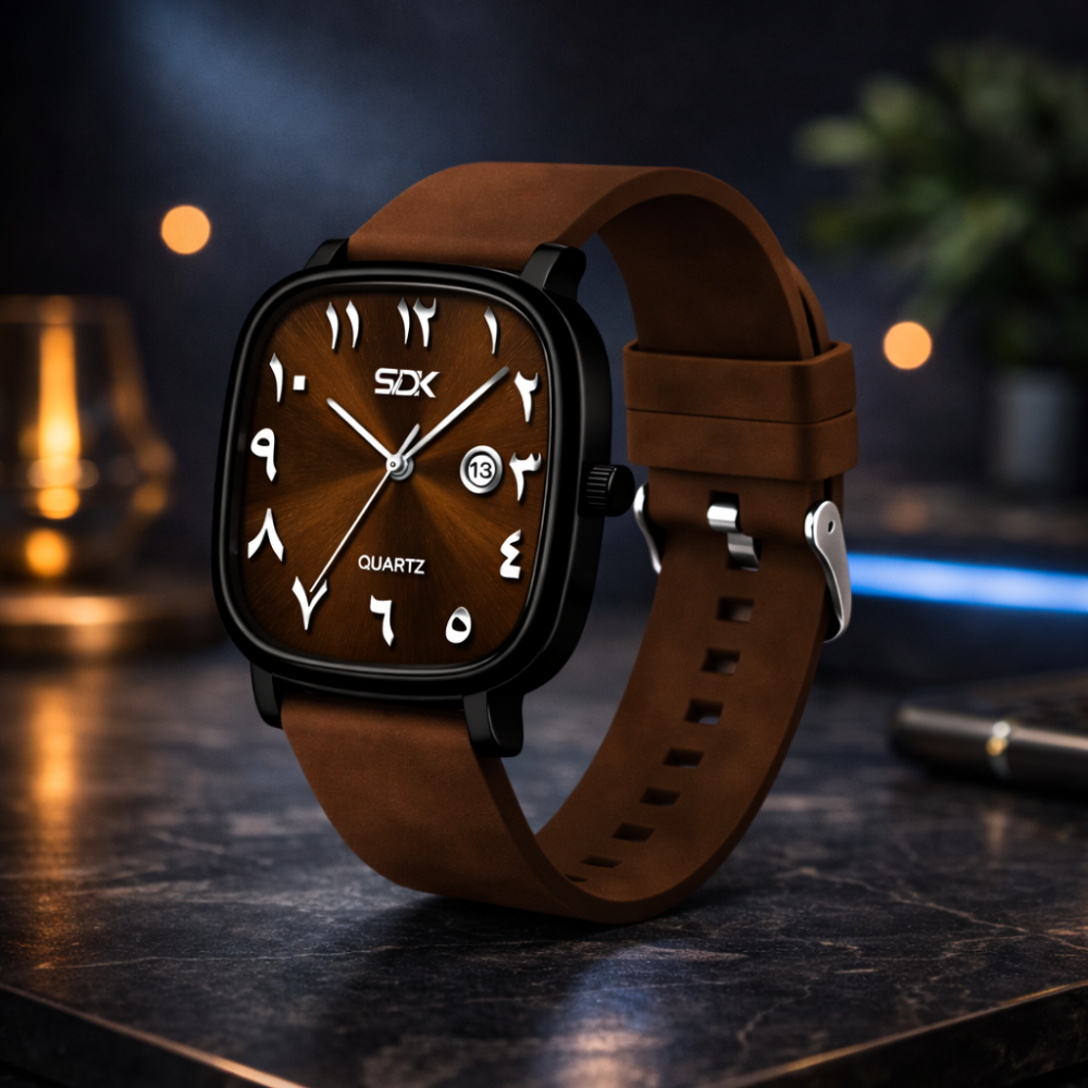 Black Arabic Premium Quartz Watch-Brown