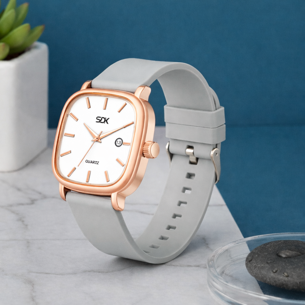 Rose Aura Classic Watch-Grey