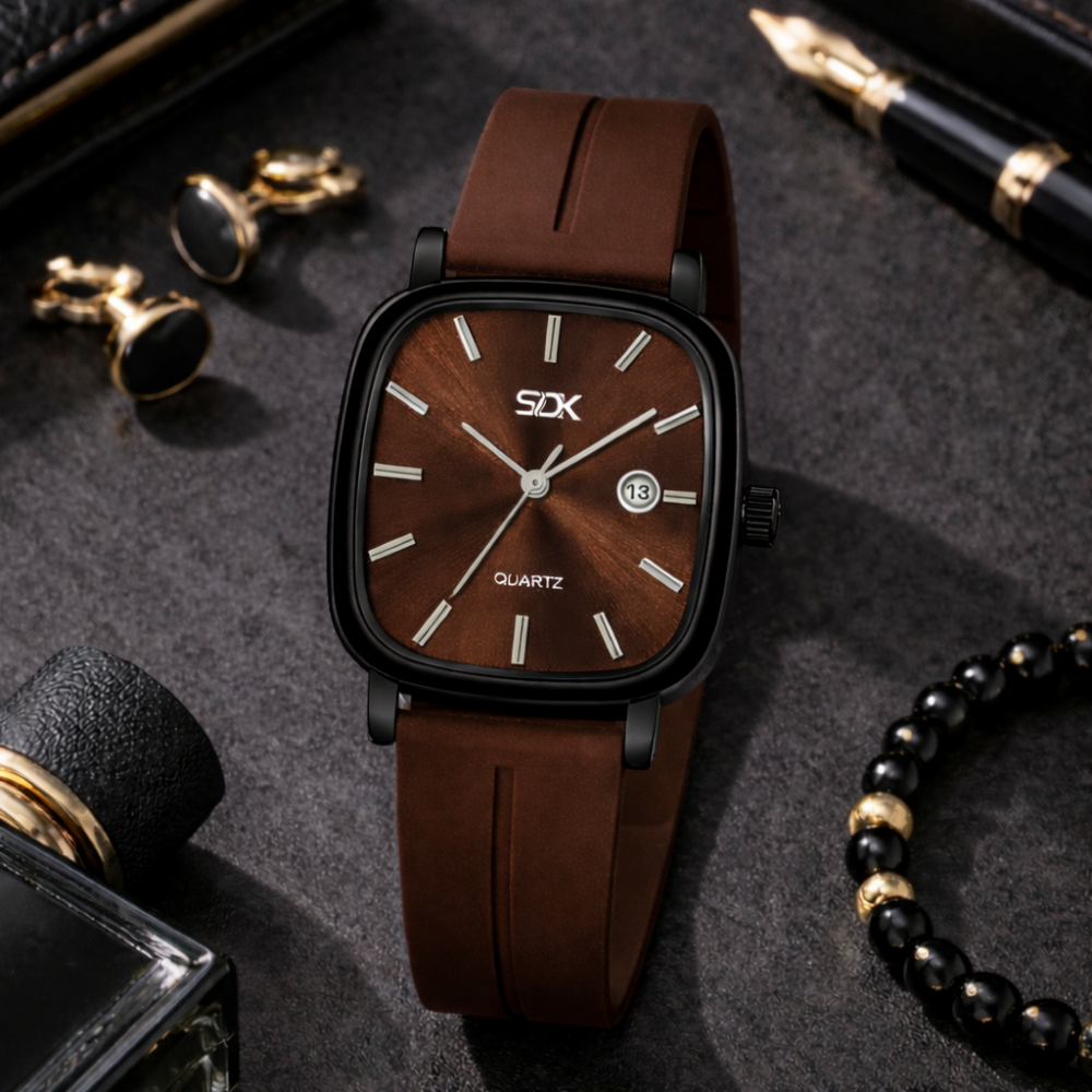 Black Curve Series Watch-Brown