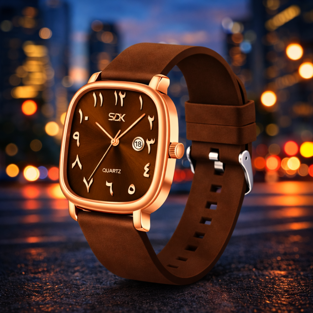 Rose Gold Arabic Premium Quartz Watch-Brown