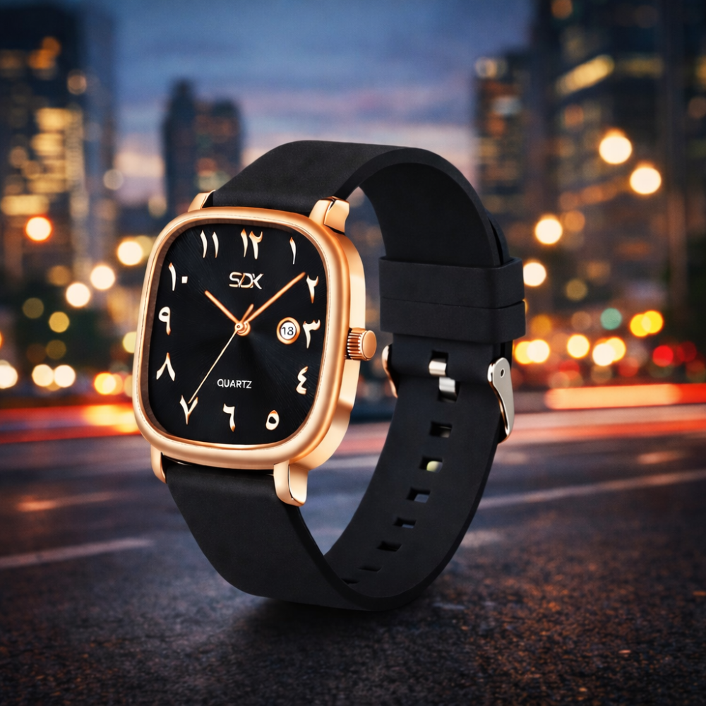 Rose Gold Arabic Premium Quartz Watch-Black