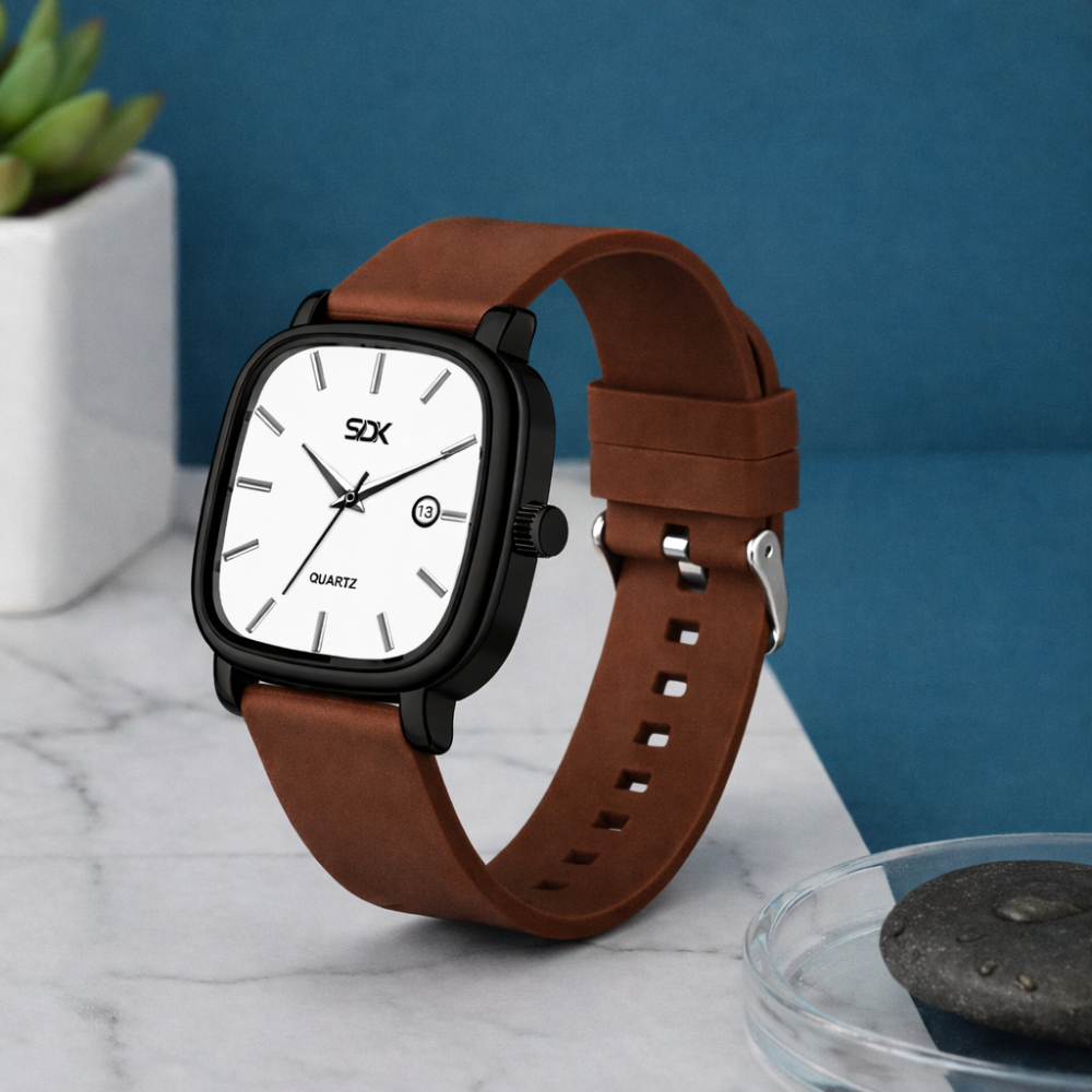 Obsidian Square Classic Watch-Brown