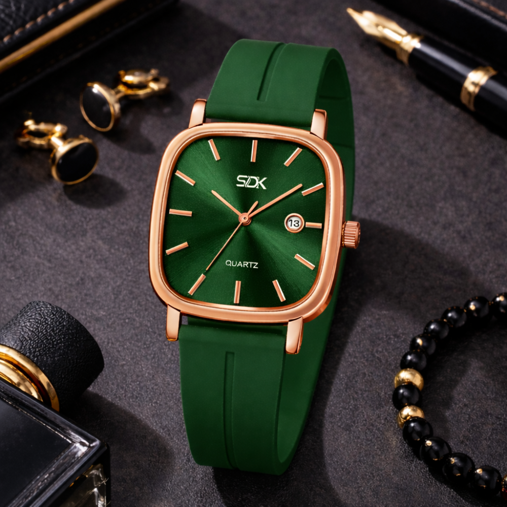 Rose Gold Curve Series Watch-Green